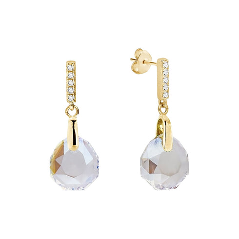 Silver earrings "Calathea (Crystal Shimmer)" with Swarovski™ crystals
